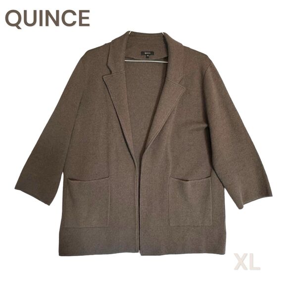 Quince Sweaters - Quince Heathered Brown Open Front Cardigan